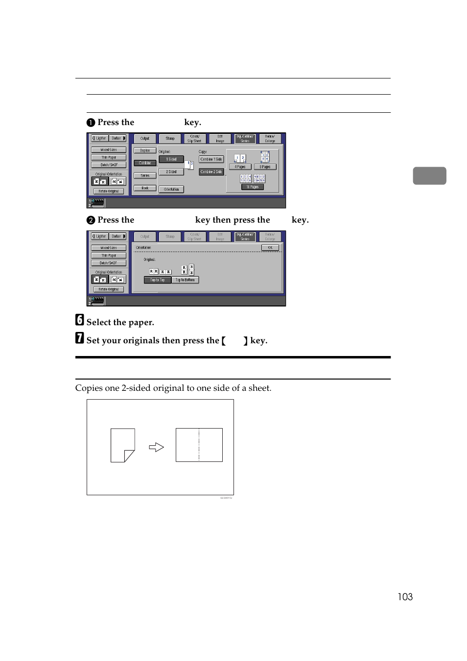 Combine 1 side, 2 sided 1 page → combine 1 side | Lanier 5705 User Manual | Page 117 / 368