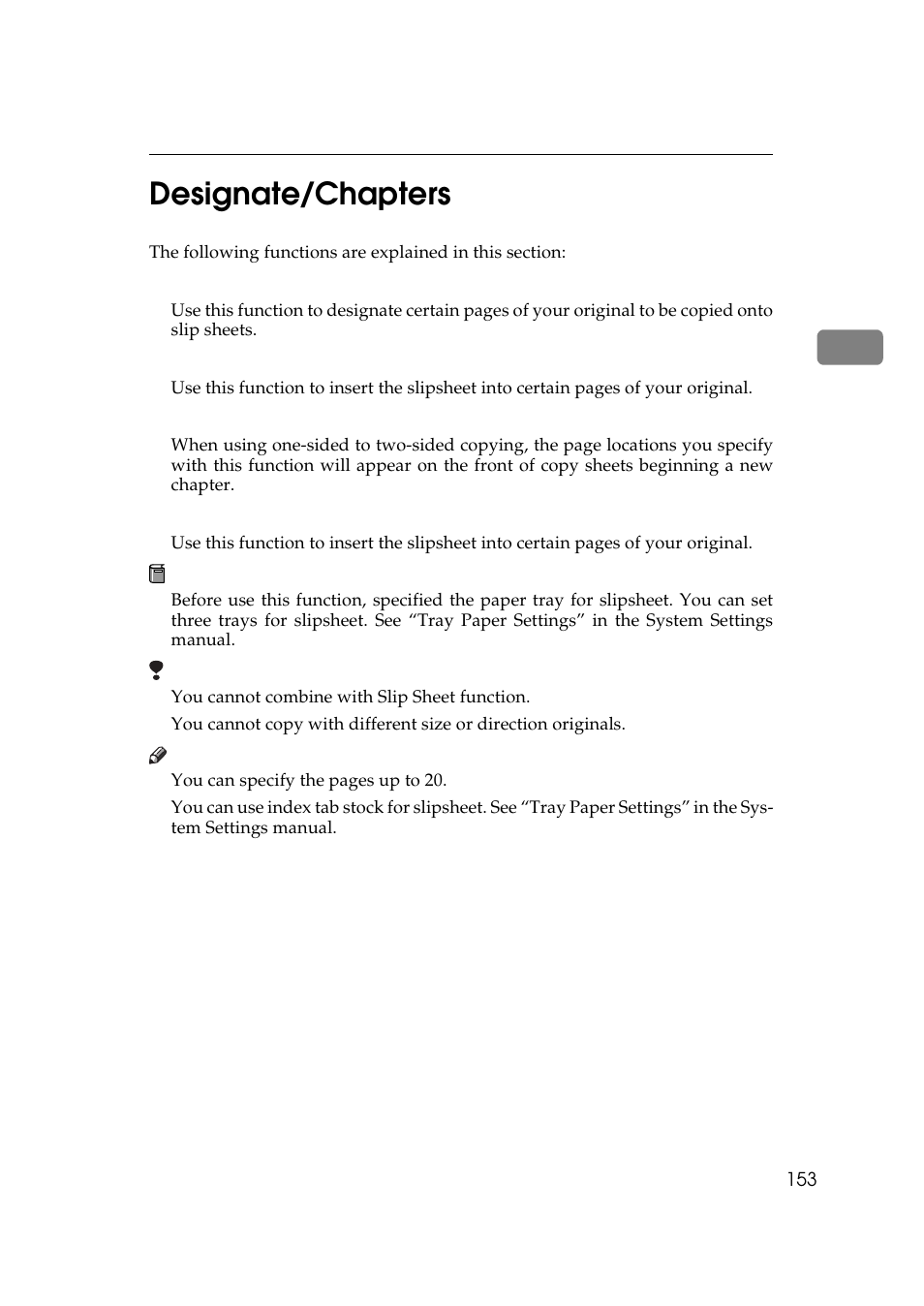 Designate/ chapters, Designate/chapters, 2designate/chapters | Lanier 5705 User Manual | Page 167 / 368