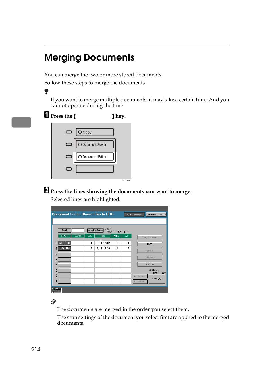 Merging documents, 3merging documents | Lanier 5705 User Manual | Page 228 / 368