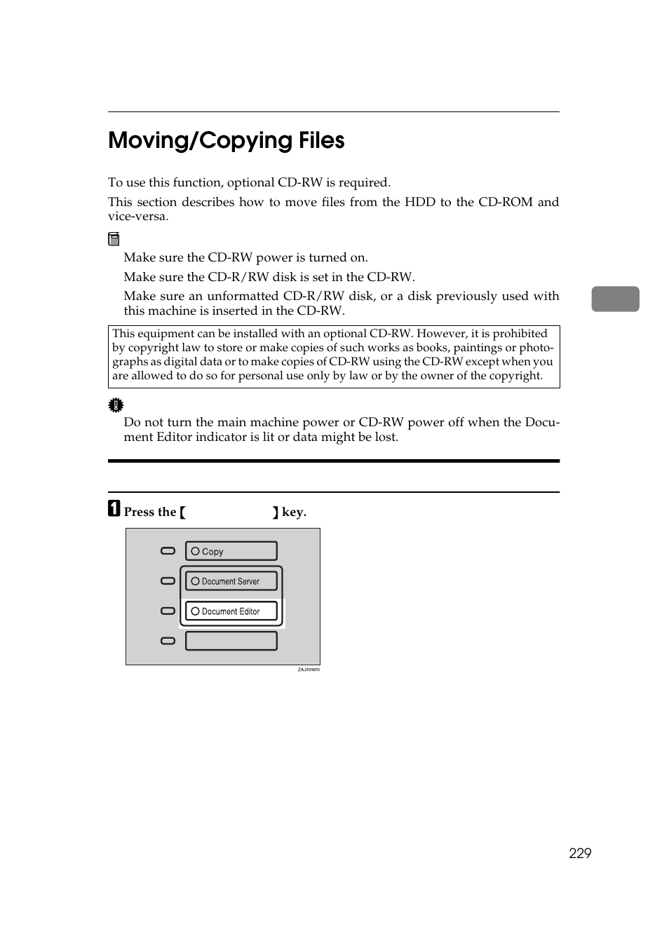 Moving/ copying files, Moving/ copying files from hdd to cd- rom, Moving/copying files | Moving/copying files from hdd to cd-rom, 3moving/copying files | Lanier 5705 User Manual | Page 243 / 368