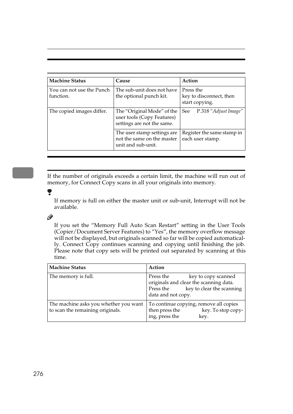 Connect copy, When memory is full, Connect copy when memory is full | Lanier 5705 User Manual | Page 290 / 368