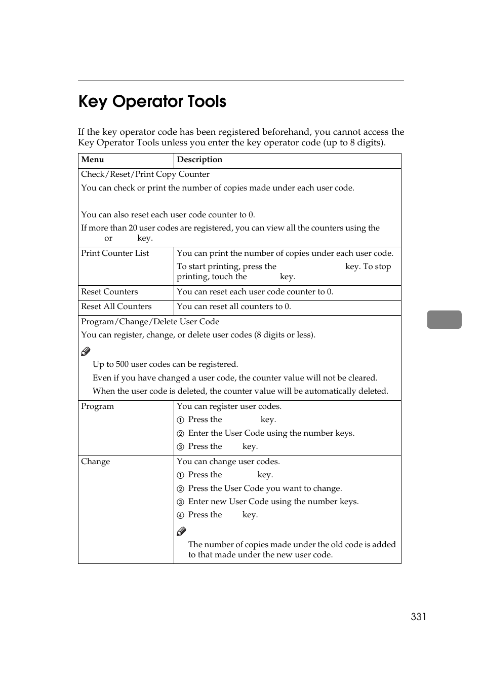 Key operator tools, 6key operator tools | Lanier 5705 User Manual | Page 345 / 368