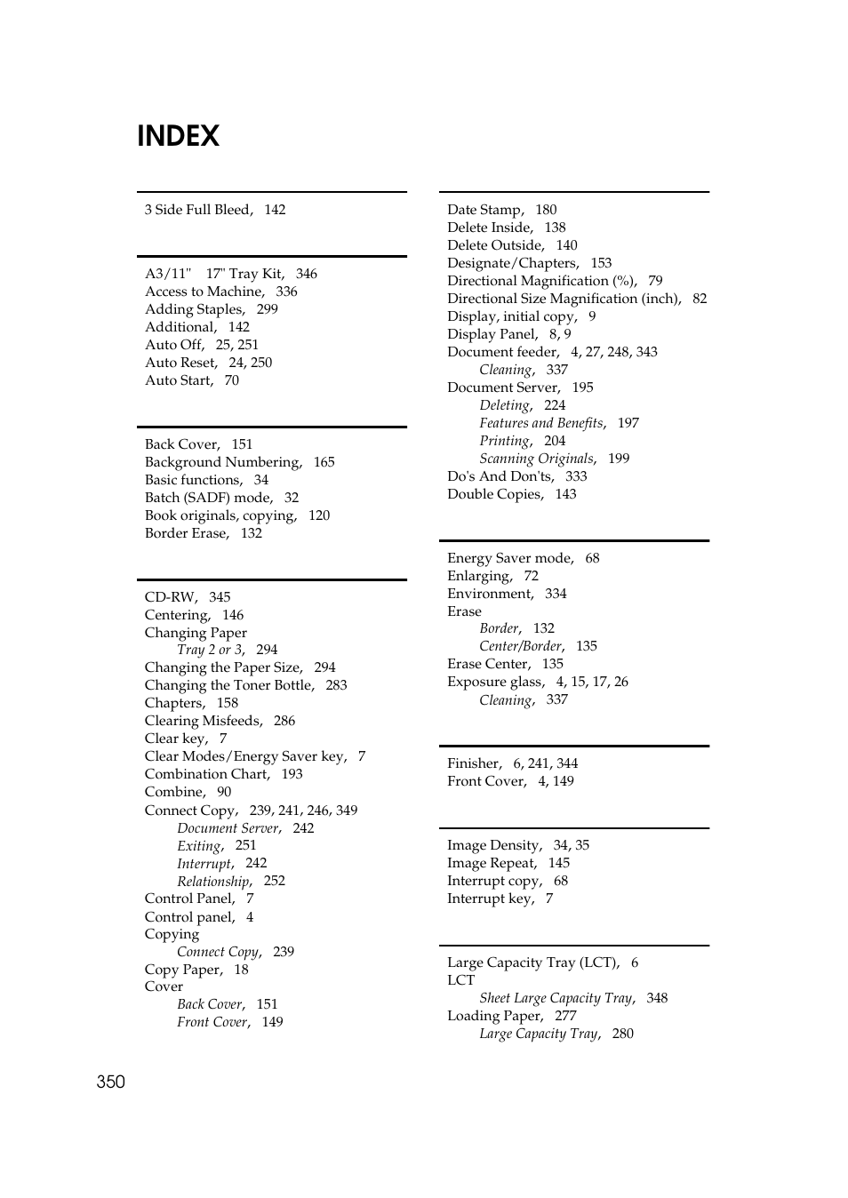 Index | Lanier 5705 User Manual | Page 364 / 368