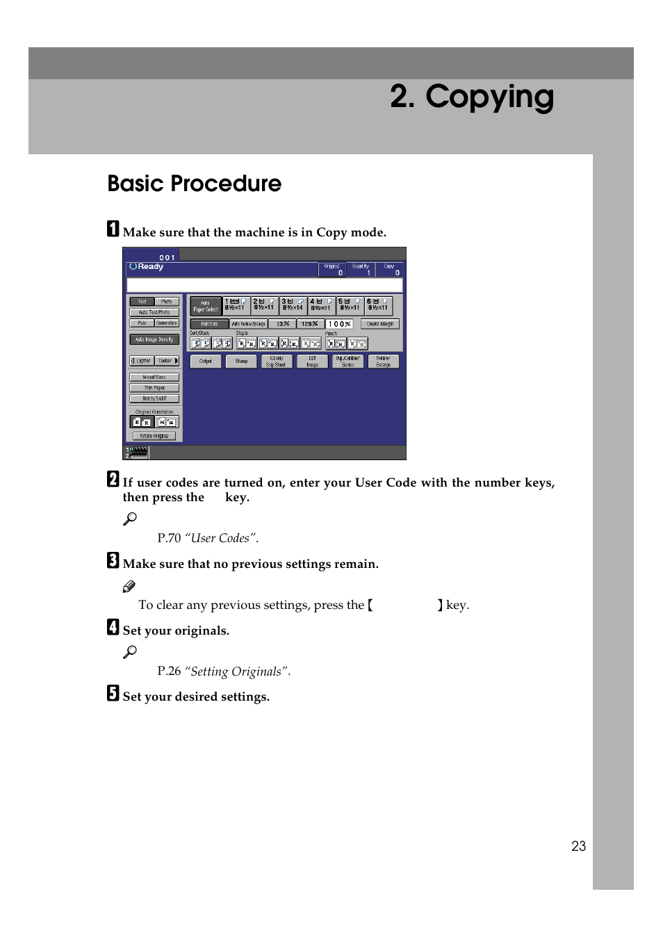 Copying, Basic procedure | Lanier 5705 User Manual | Page 37 / 368