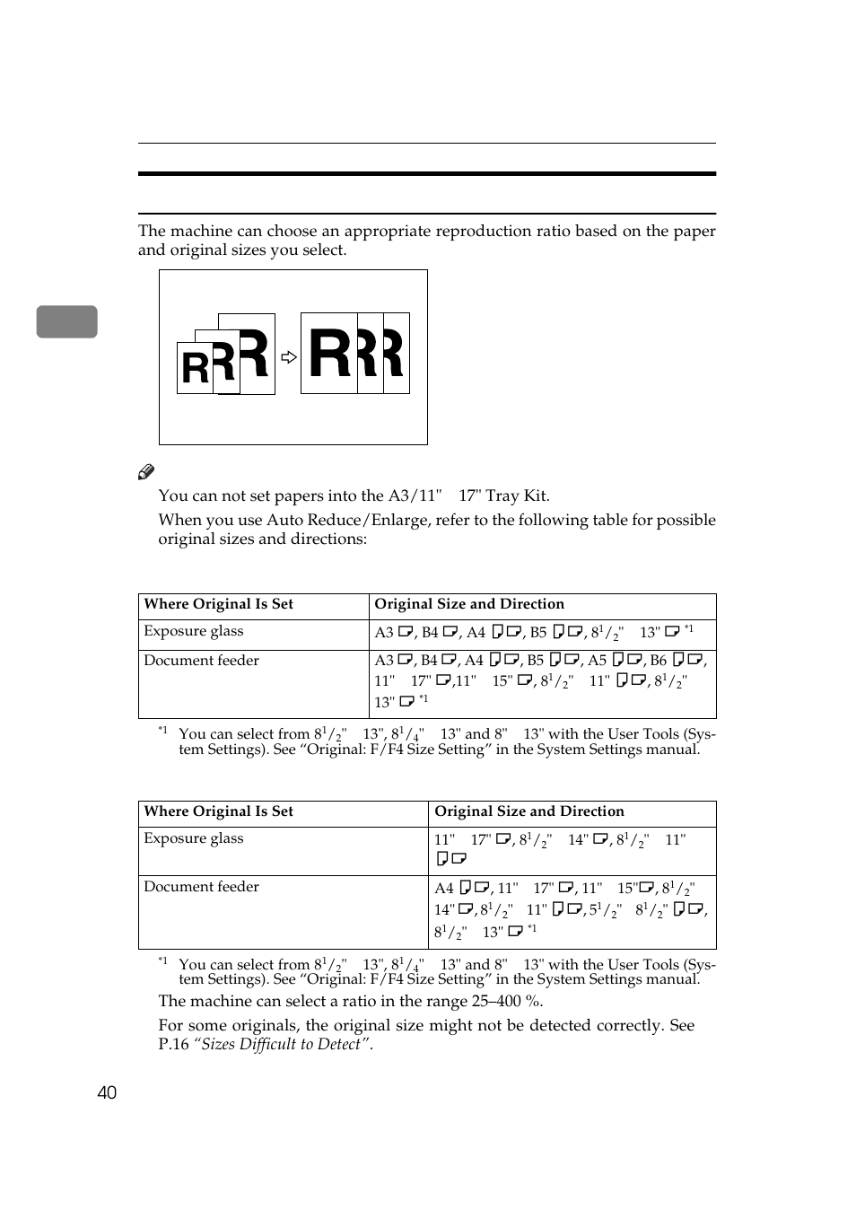 Auto reduce/ enlarge, Auto reduce/enlarge, Metric version | Inch version | Lanier 5705 User Manual | Page 54 / 368