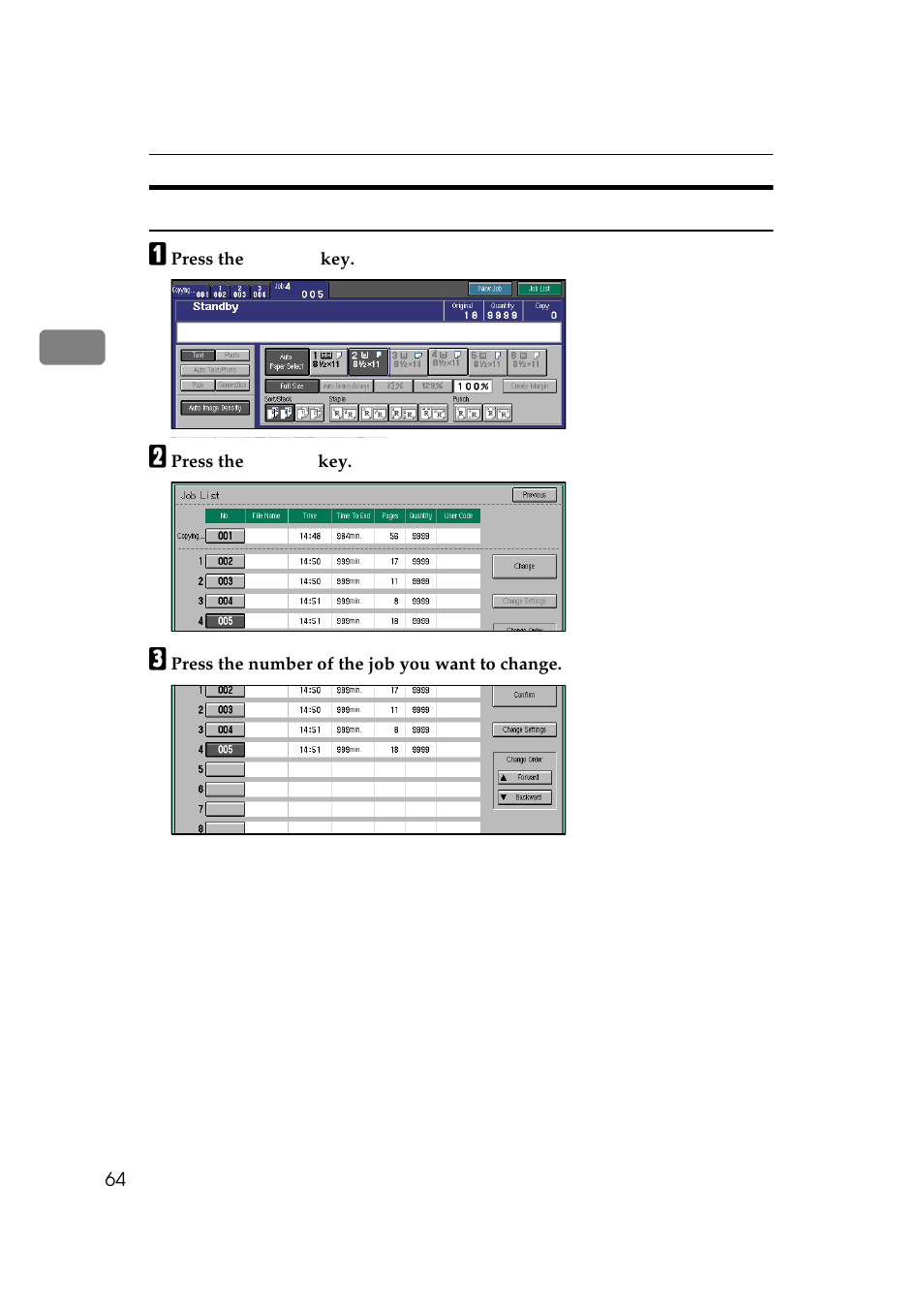 Changing the order of the job preset | Lanier 5705 User Manual | Page 78 / 368