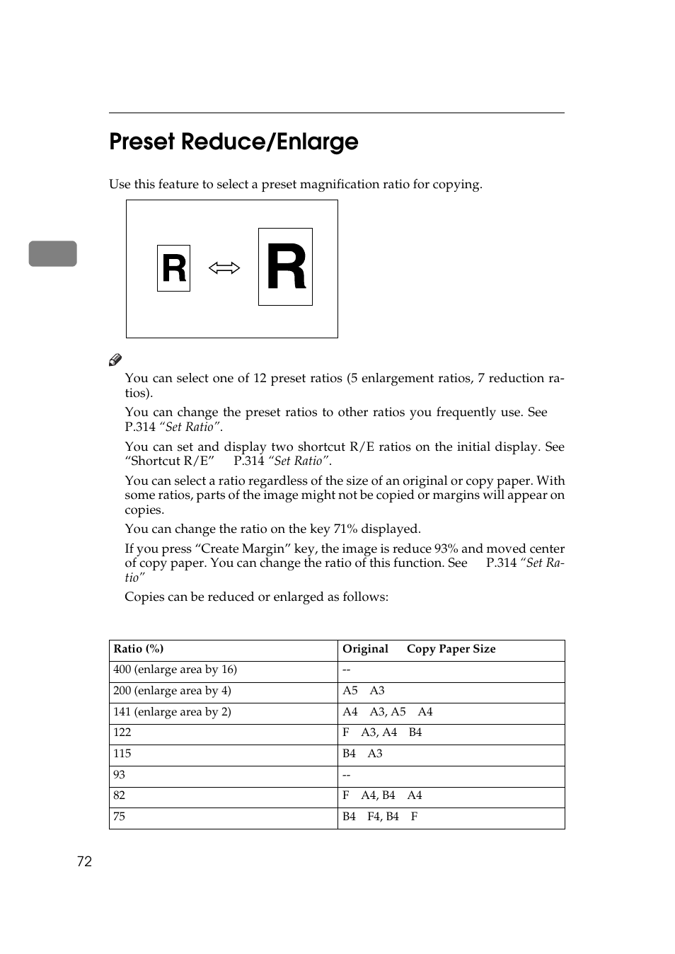 Preset reduce/ enlarge, Preset reduce/enlarge, 2preset reduce/enlarge | Lanier 5705 User Manual | Page 86 / 368