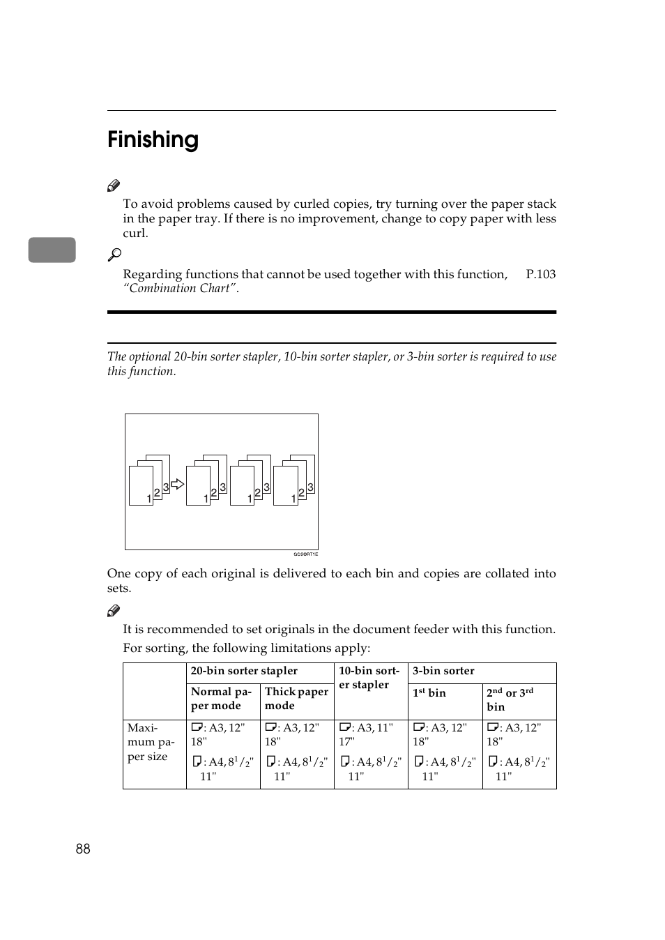 Finishing, Sort, 2finishing | Lanier 5625 User Manual | Page 100 / 180