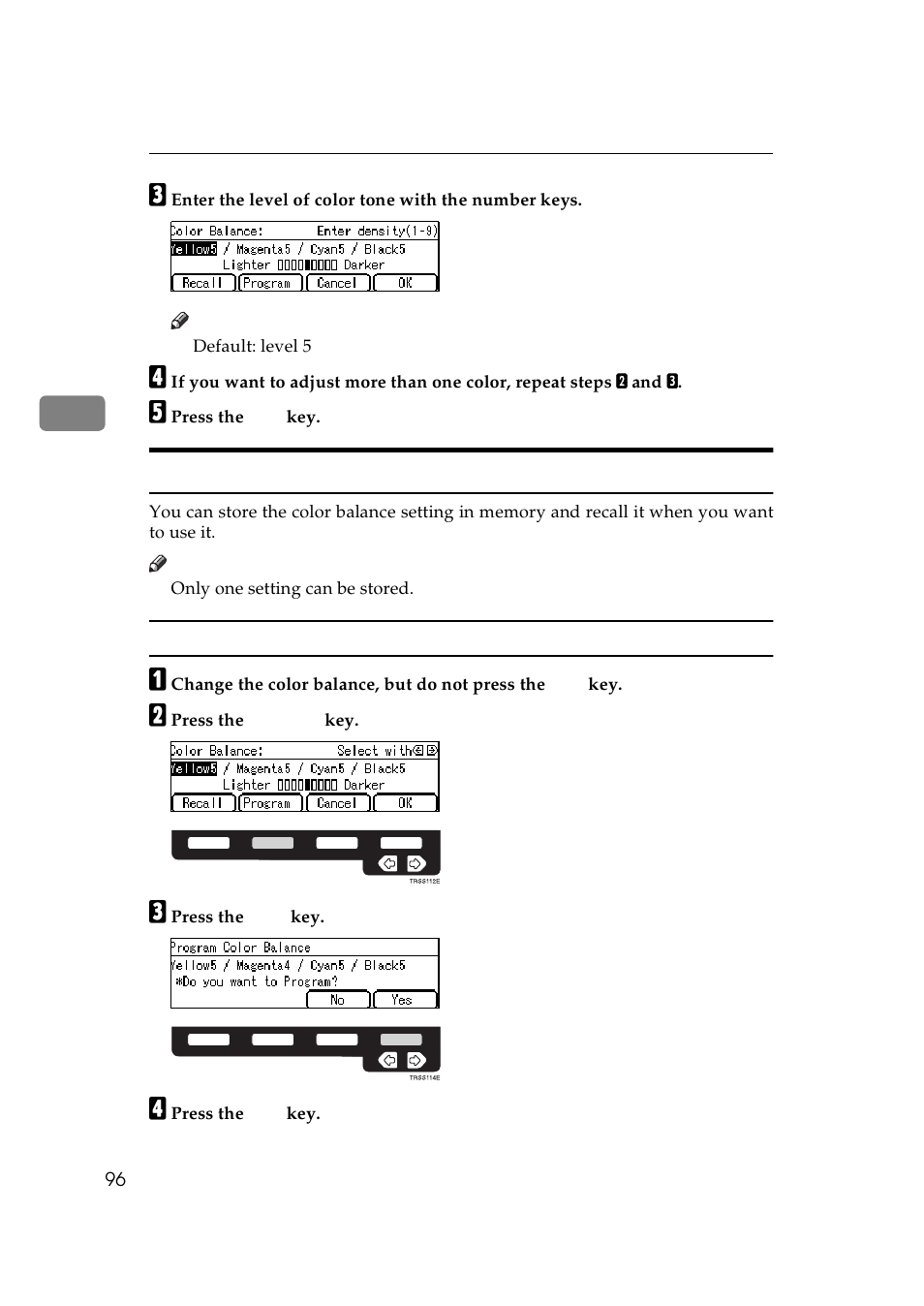 Color balance program | Lanier 5625 User Manual | Page 108 / 180