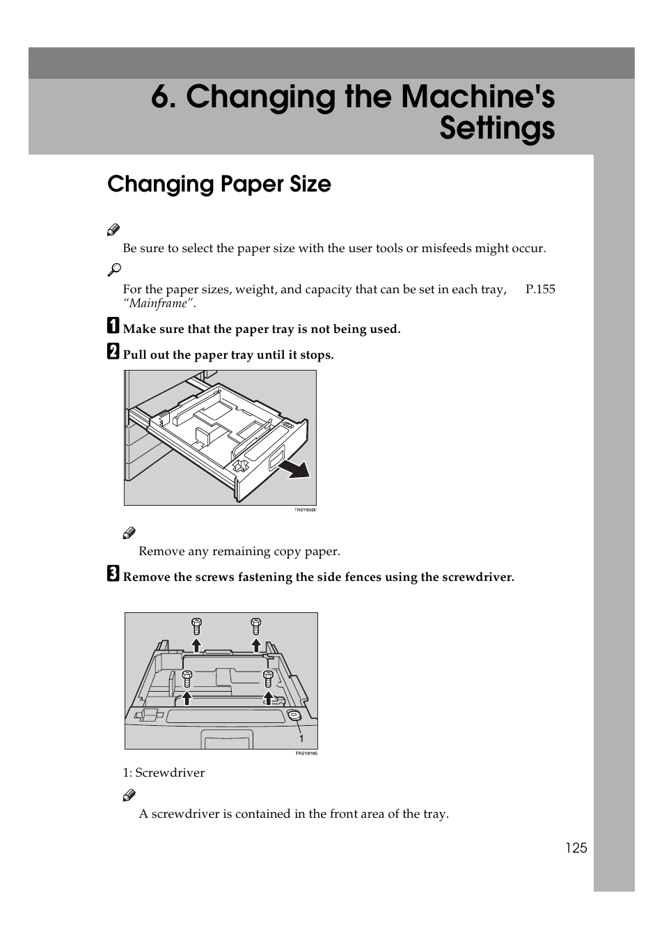 Changing the machine's settings, Changing paper size | Lanier 5625 User Manual | Page 137 / 180