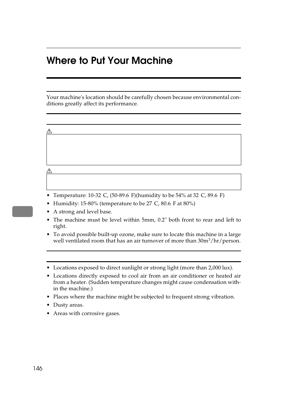 Where to put your machine, Machine environment, 7where to put your machine | Lanier 5625 User Manual | Page 158 / 180