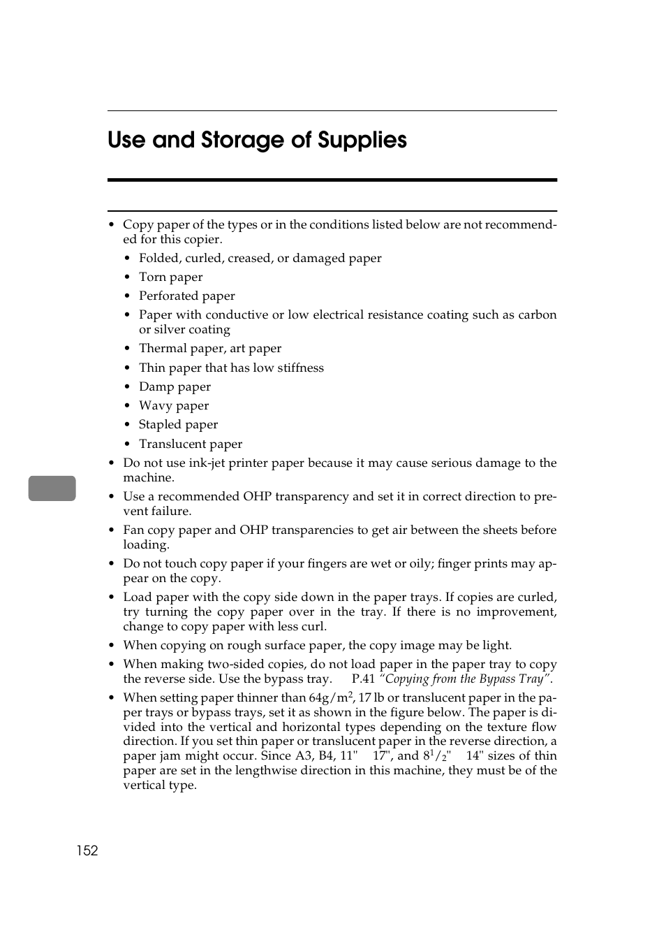 Use and storage of supplies, Copy paper, 7use and storage of supplies | Lanier 5625 User Manual | Page 164 / 180