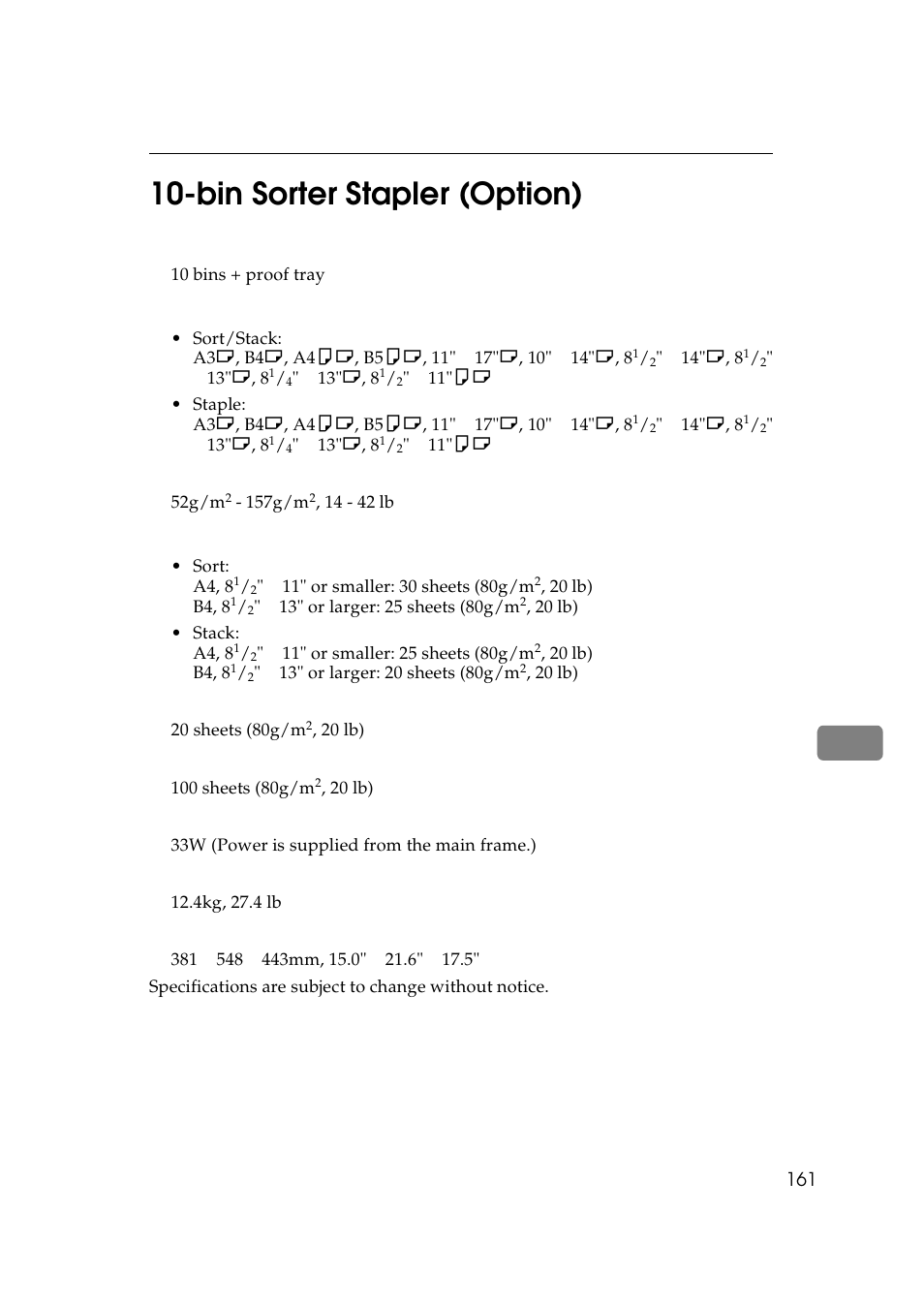 Bin sorter stapler (option) | Lanier 5625 User Manual | Page 173 / 180