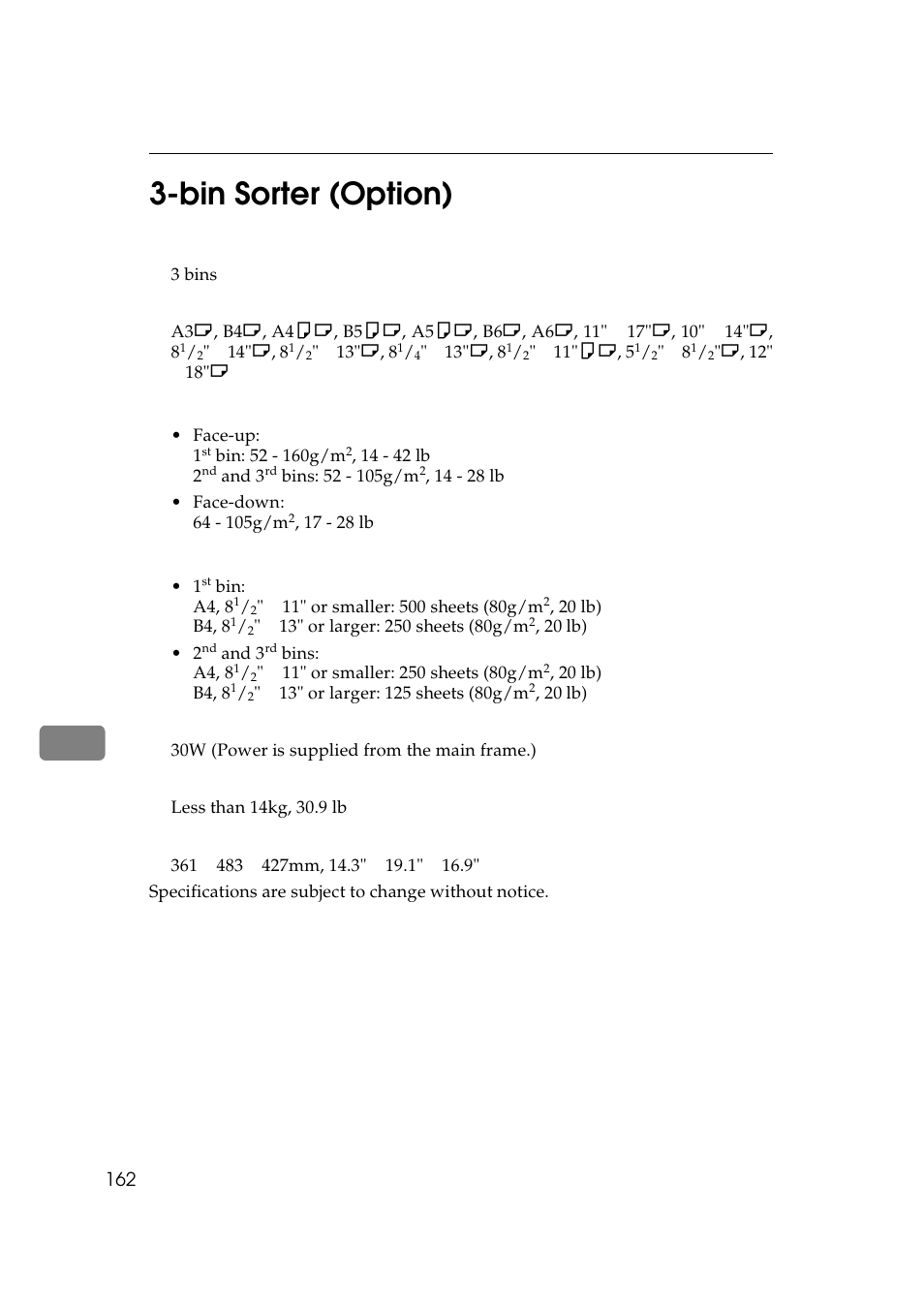 Bin sorter (option) | Lanier 5625 User Manual | Page 174 / 180