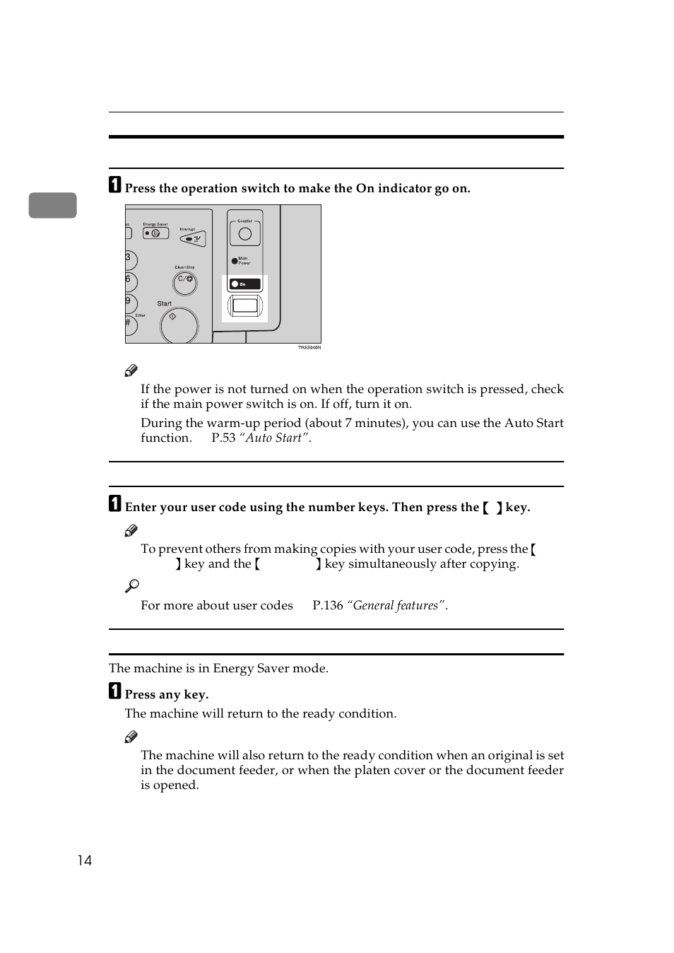 Starting the machine | Lanier 5625 User Manual | Page 26 / 180