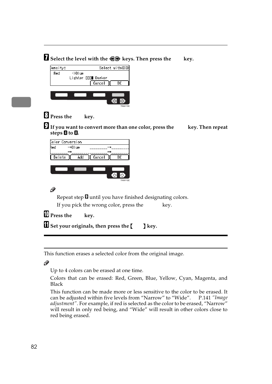Color erase | Lanier 5625 User Manual | Page 94 / 180