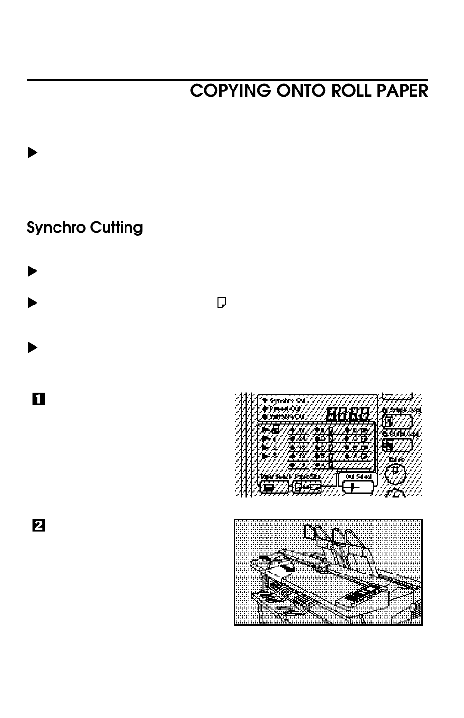 Copying onto roll paper, Synchro cutting | Lanier LW 210 User Manual | Page 22 / 72