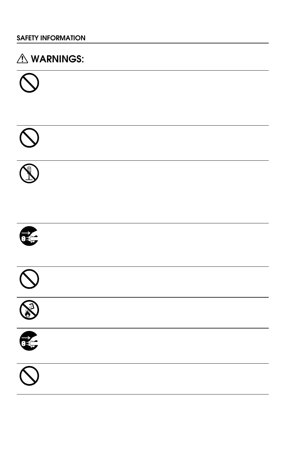 Warnings | Lanier LW 210 User Manual | Page 4 / 72