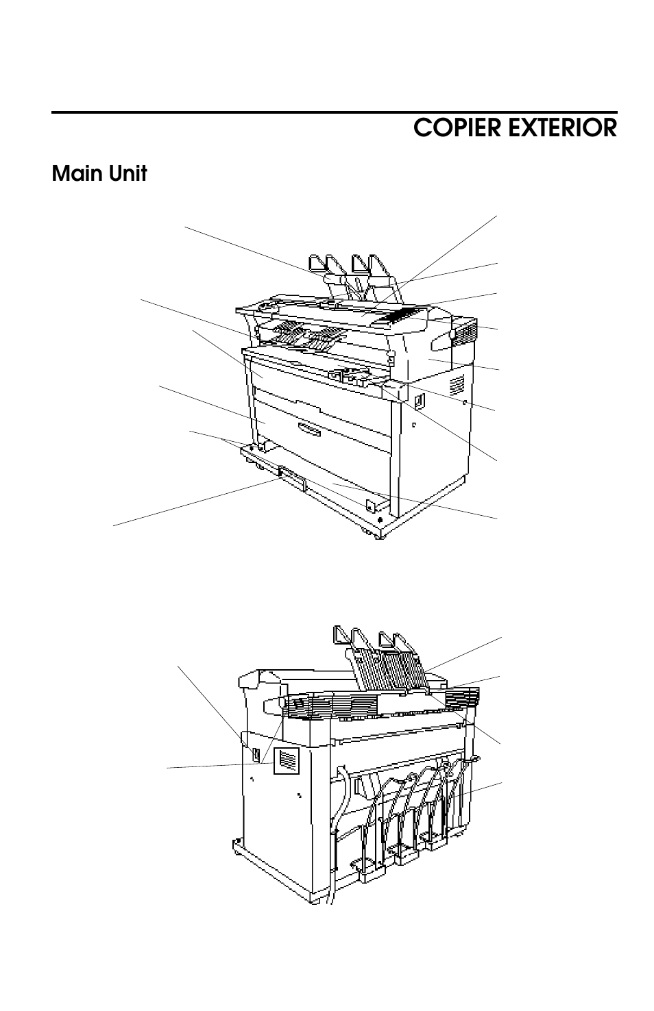 Copier exterior, Main unit | Lanier LW 210 User Manual | Page 9 / 72