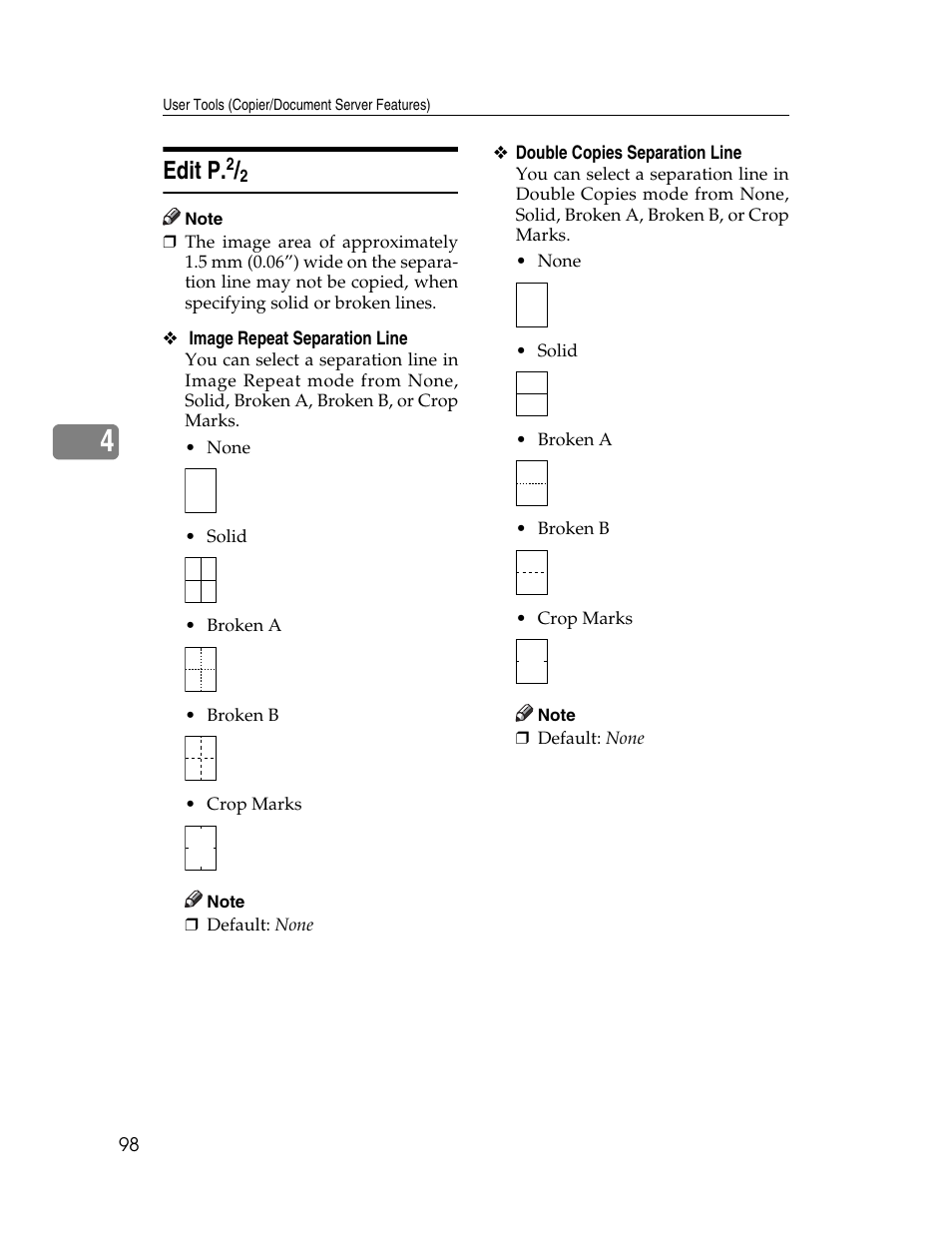 Edit p.2/2, Edit p, P.2/2 (see p.98 “edit p | Lanier LD235 User Manual | Page 108 / 134