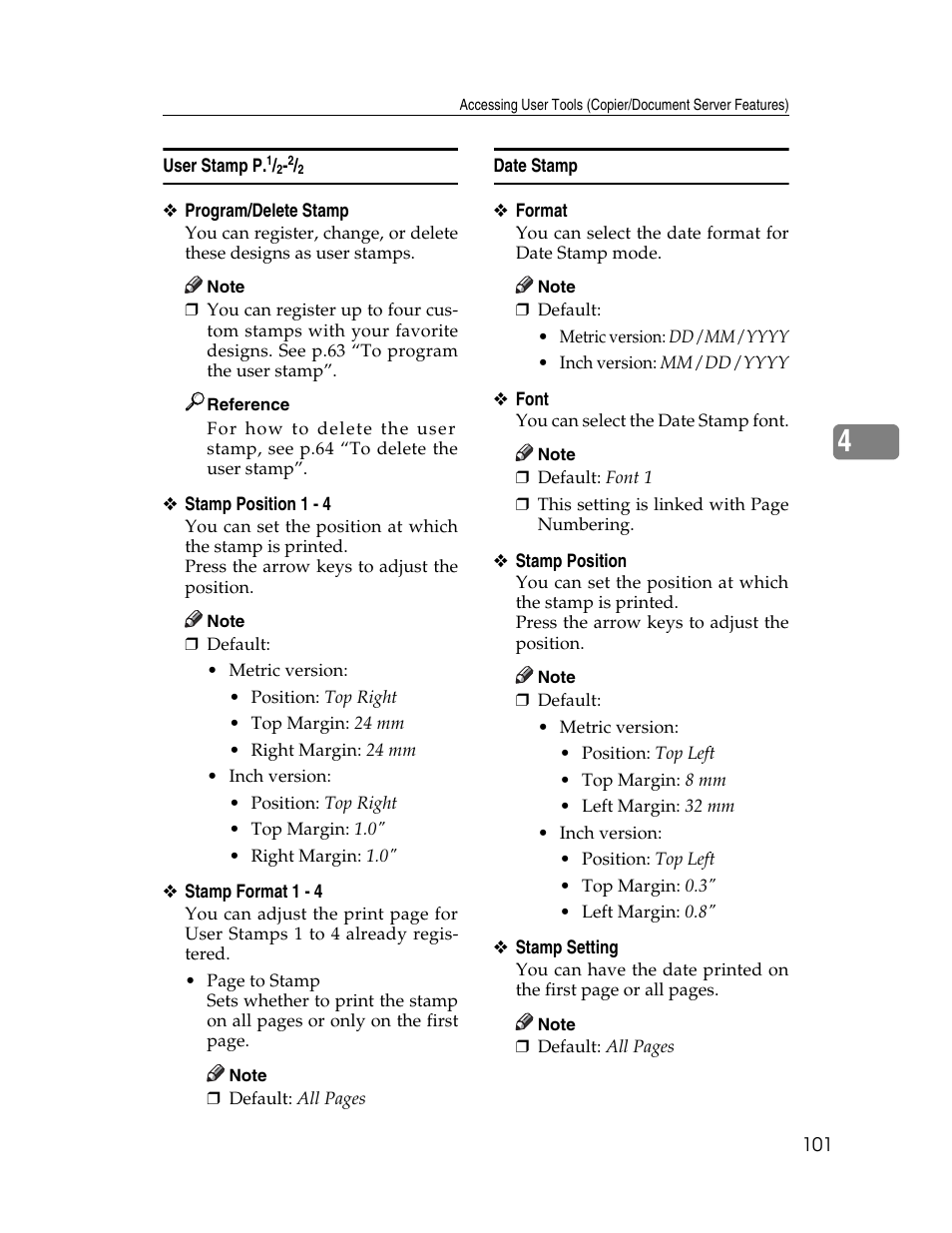 User stamp p.1/2-2/2, Date stamp | Lanier LD235 User Manual | Page 111 / 134