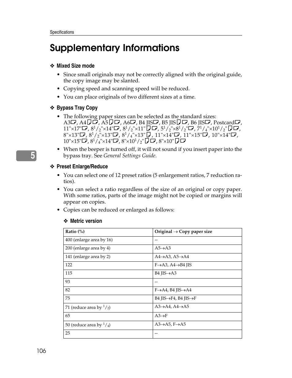 Supplementary informations, 5supplementary informations | Lanier LD235 User Manual | Page 116 / 134