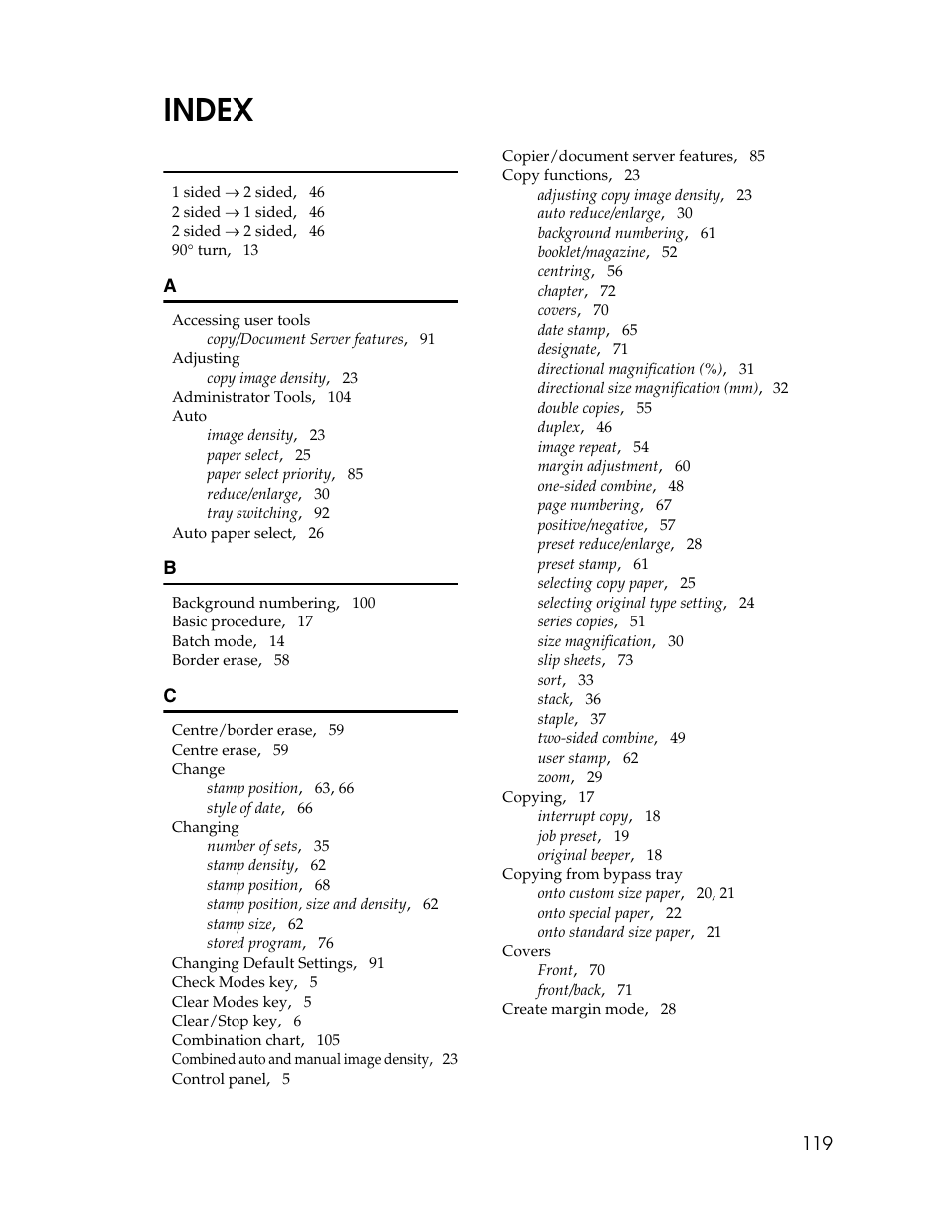 Index | Lanier LD235 User Manual | Page 129 / 134