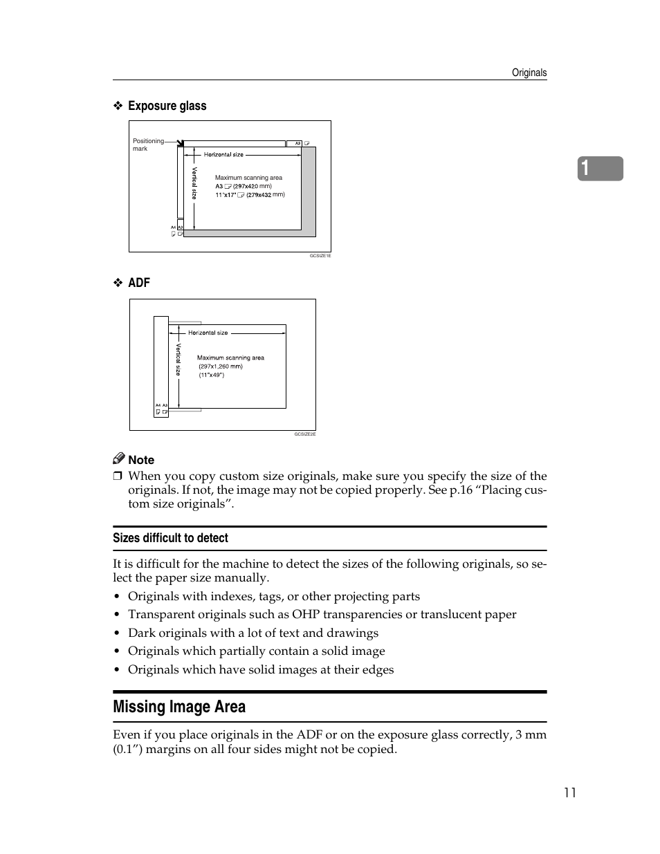 Sizes difficult to detect, Missing image area | Lanier LD235 User Manual | Page 21 / 134