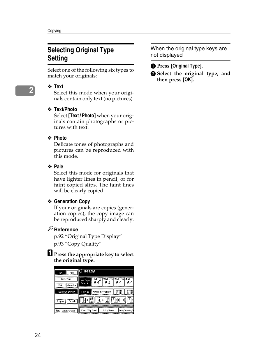 Selecting original type setting | Lanier LD235 User Manual | Page 34 / 134