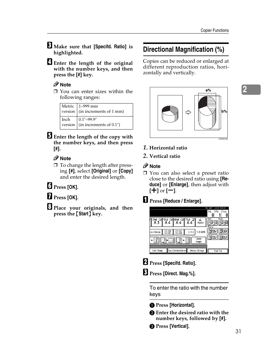 Directional magnification (%) | Lanier LD235 User Manual | Page 41 / 134