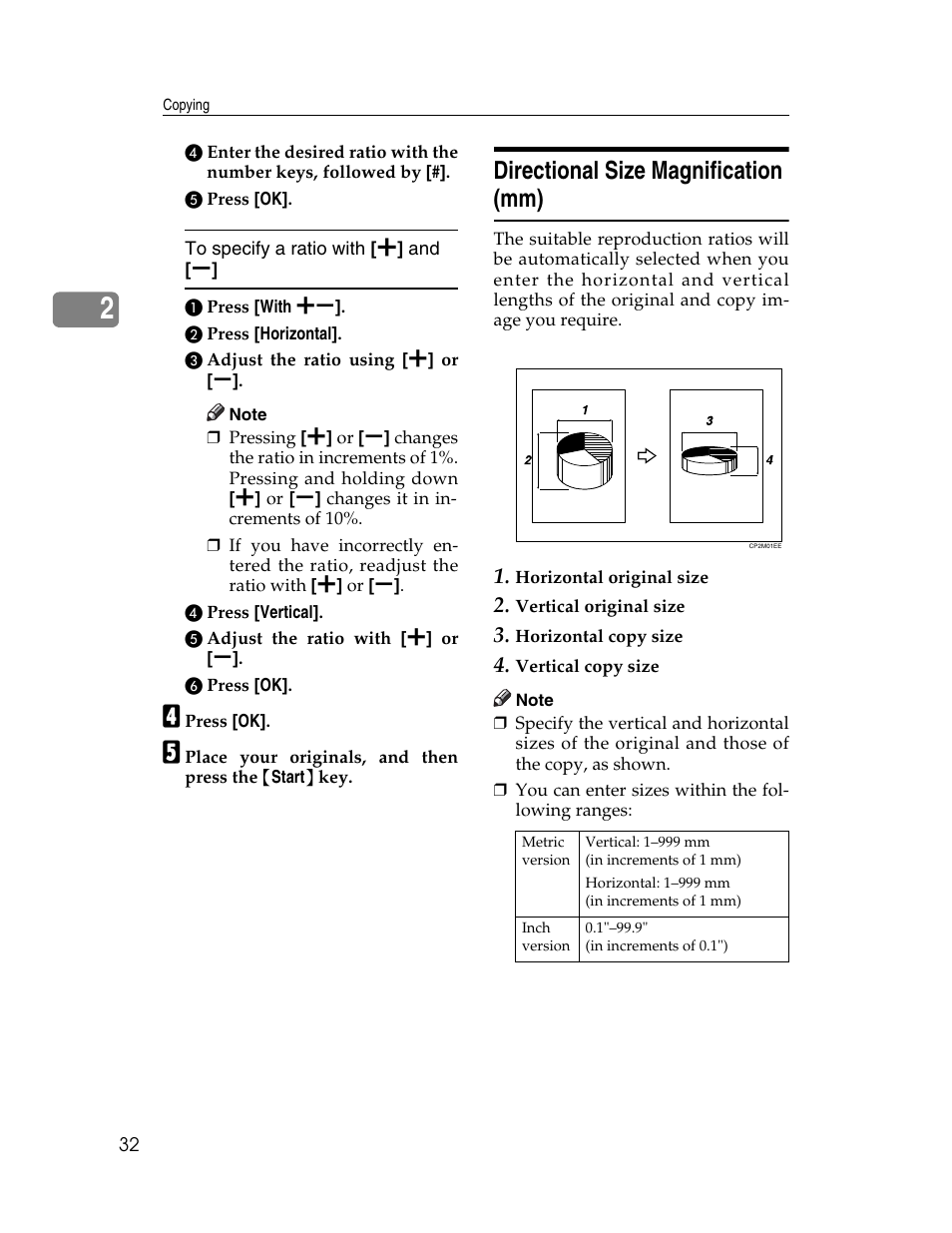 Directional size magnification (mm) | Lanier LD235 User Manual | Page 42 / 134