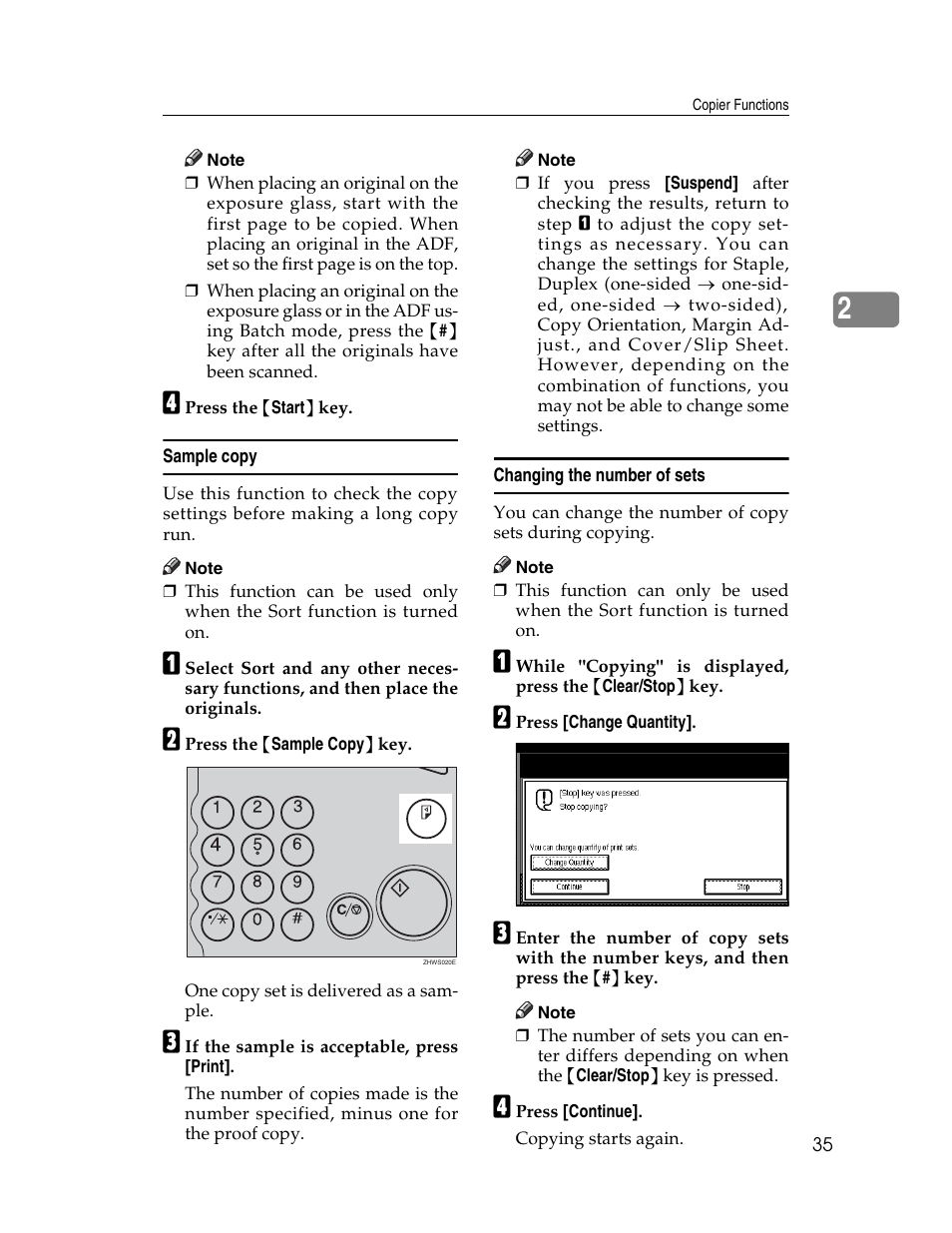 Sample copy, Changing the number of sets | Lanier LD235 User Manual | Page 45 / 134