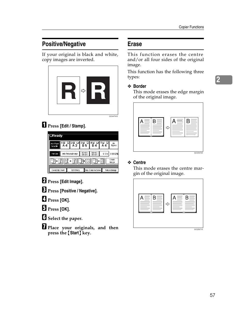 Positive/negative, Erase | Lanier LD235 User Manual | Page 67 / 134