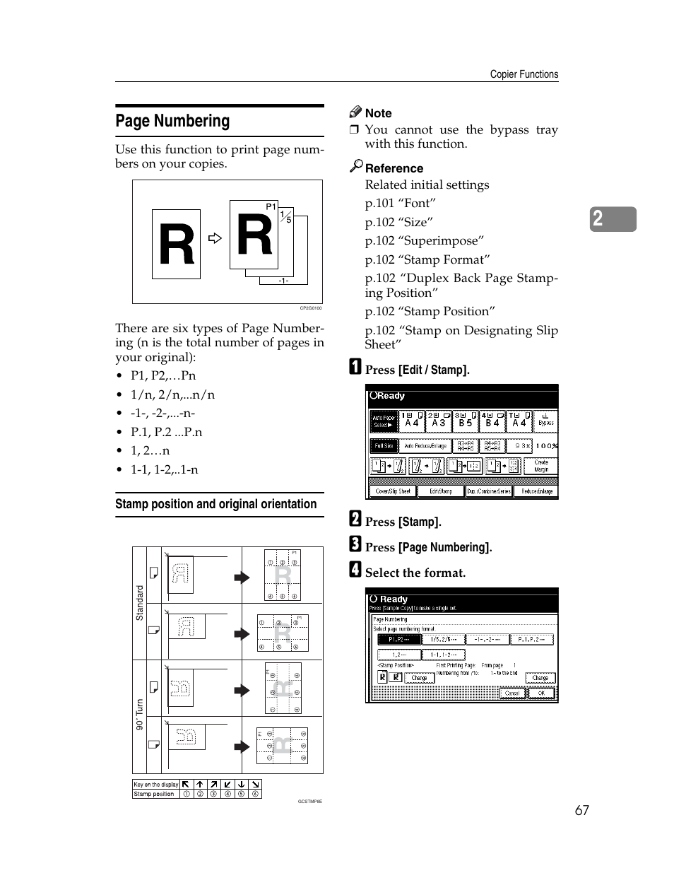 Stamp position and original orientation, Page numbering | Lanier LD235 User Manual | Page 77 / 134