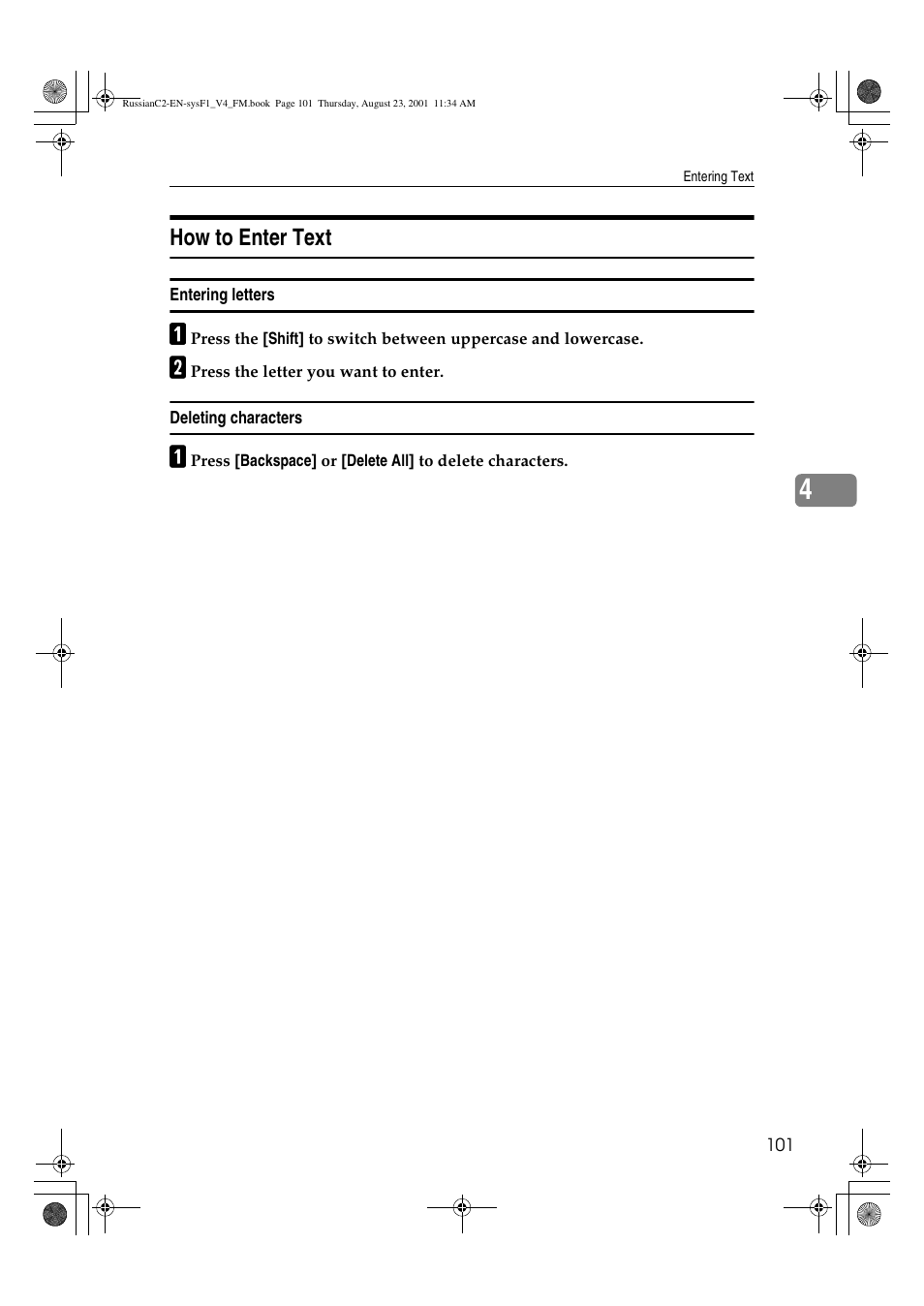 How to enter text, Entering letters, Deleting characters | Lanier 5622 AG User Manual | Page 114 / 118