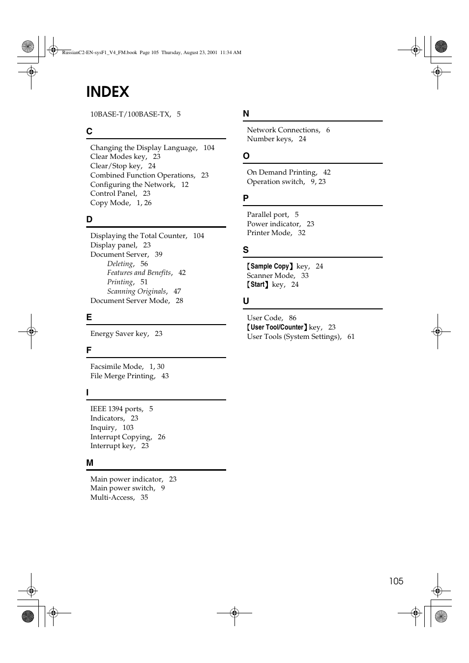 Index | Lanier 5622 AG User Manual | Page 118 / 118