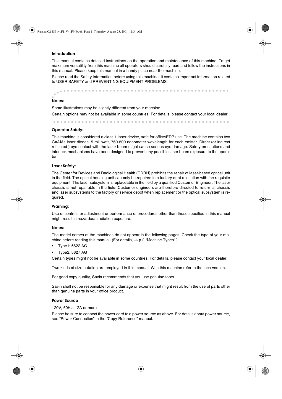 Lanier 5622 AG User Manual | Page 2 / 118