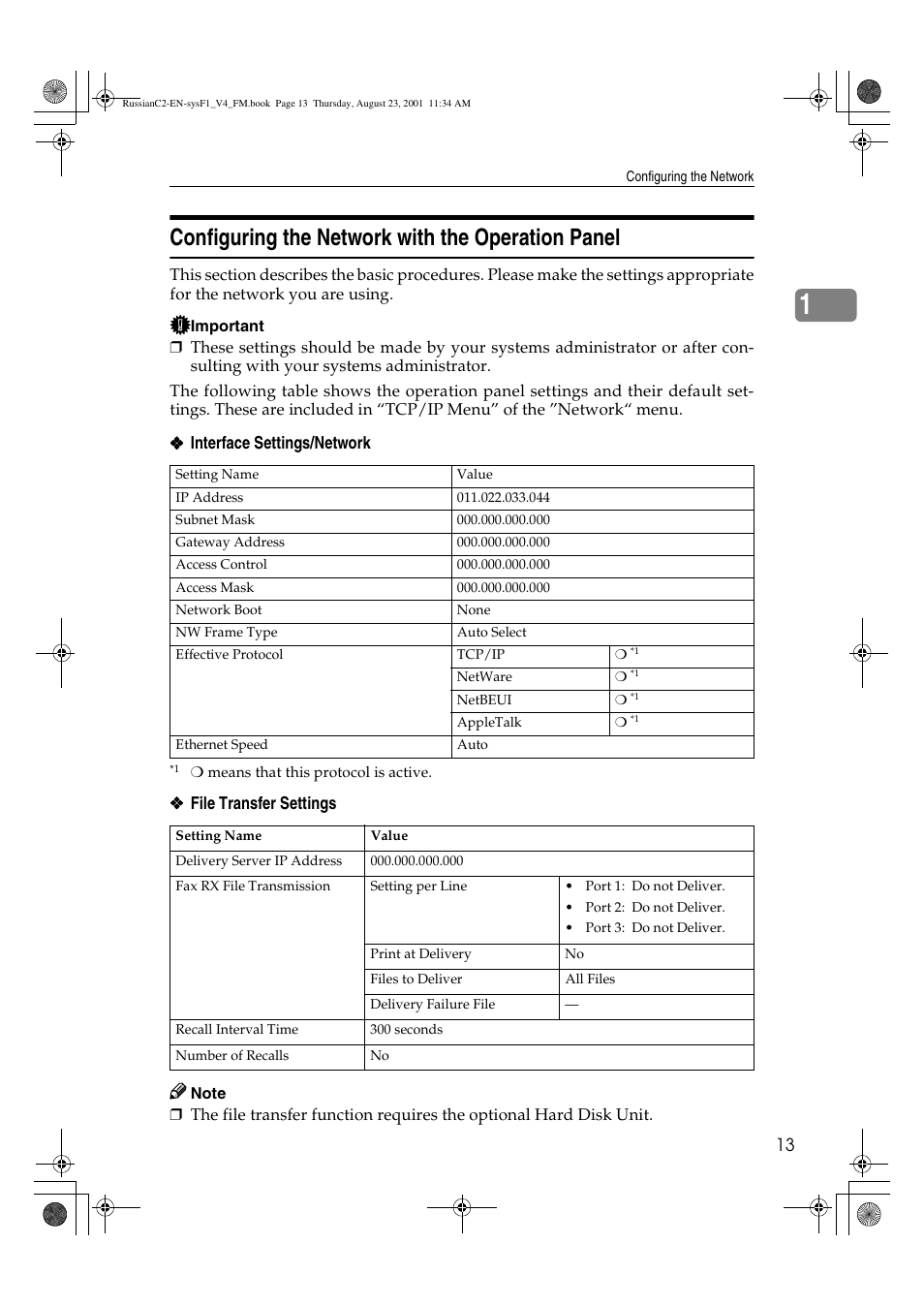 Configuring the network with the operation panel | Lanier 5622 AG User Manual | Page 26 / 118