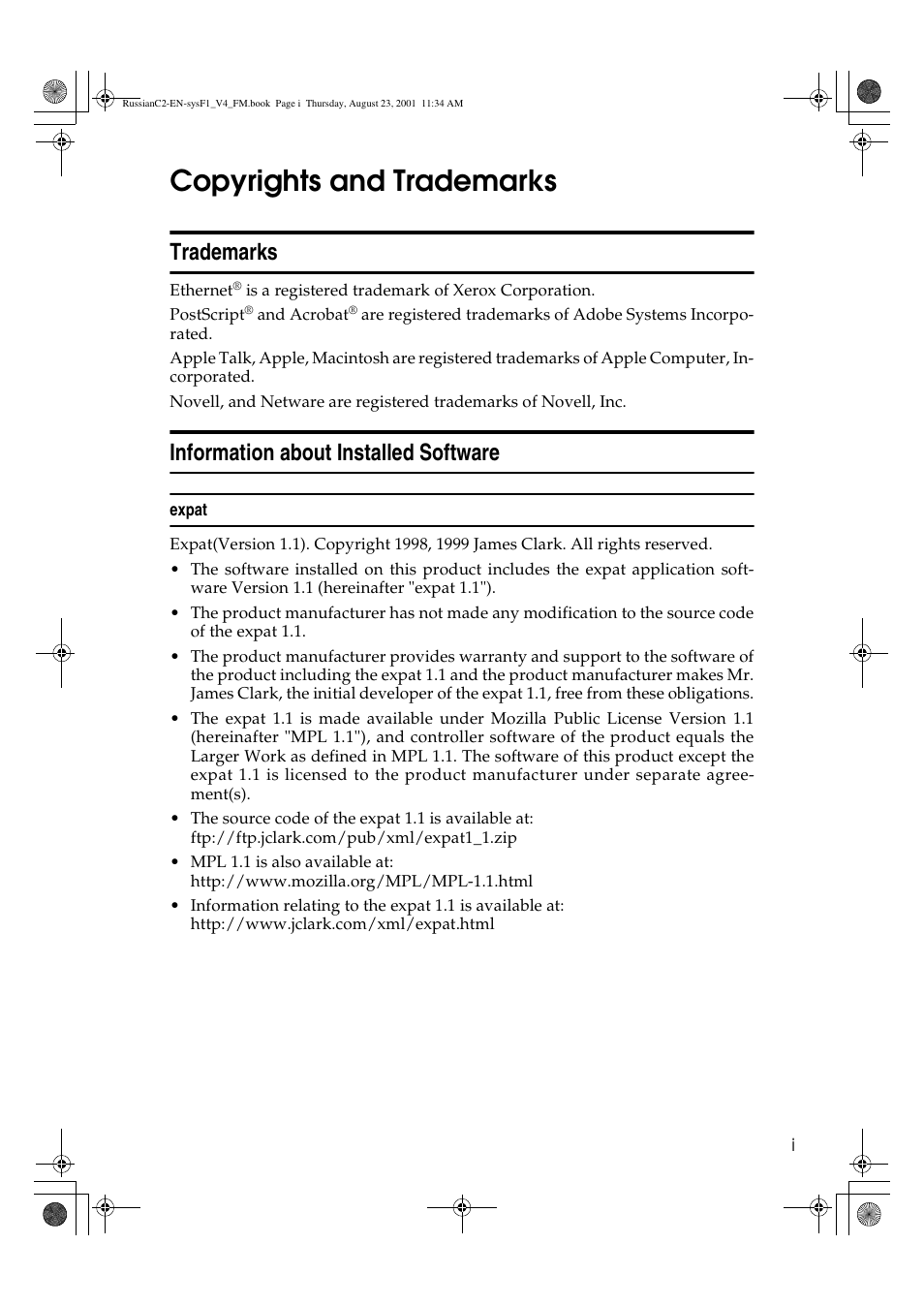 Copyrights and trademarks, Trademarks, Information about installed software | Expat | Lanier 5622 AG User Manual | Page 4 / 118