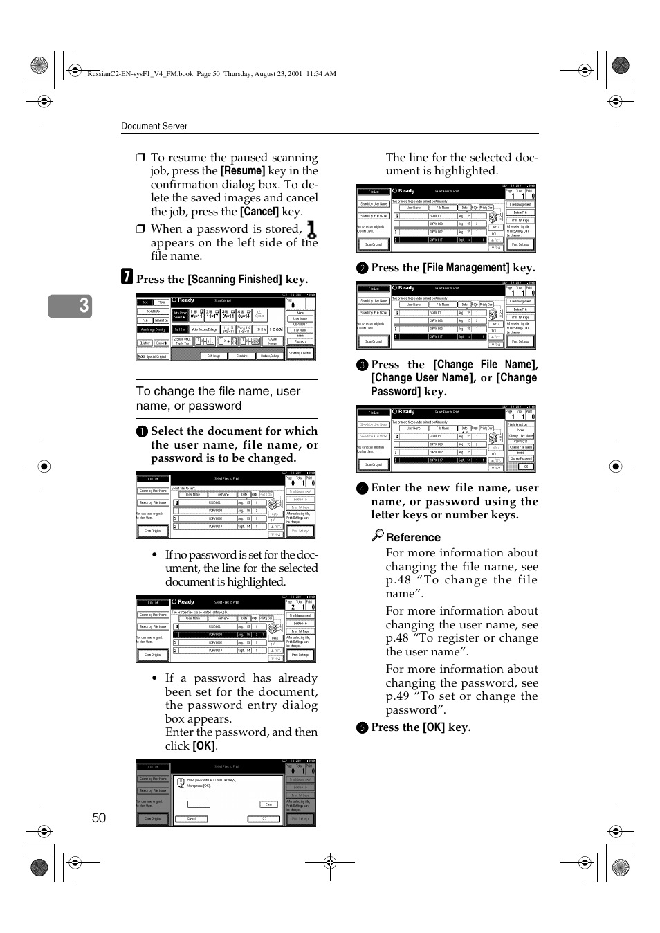 To change the file name, user name, or password | Lanier 5622 AG User Manual | Page 63 / 118