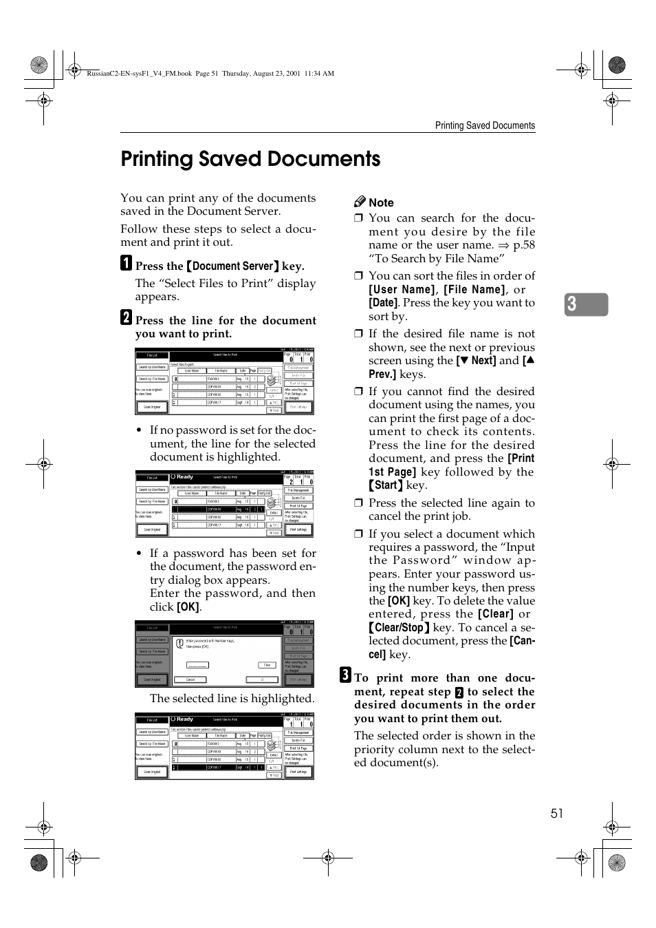 Printing saved documents, 3printing saved documents | Lanier 5622 AG User Manual | Page 64 / 118