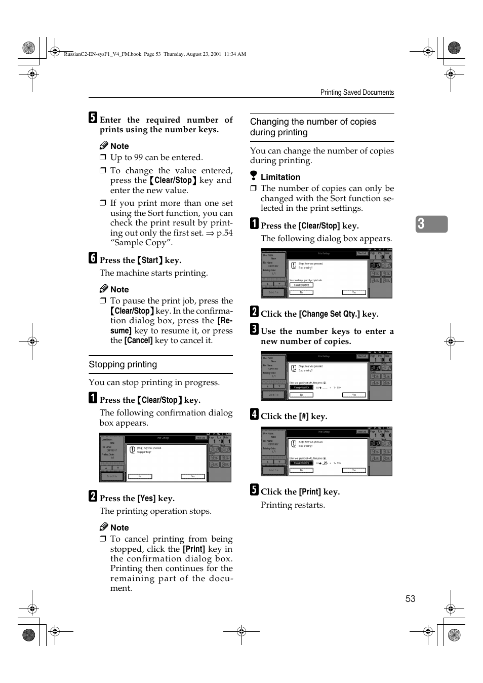 Stopping printing, Changing the number of copies during printing | Lanier 5622 AG User Manual | Page 66 / 118