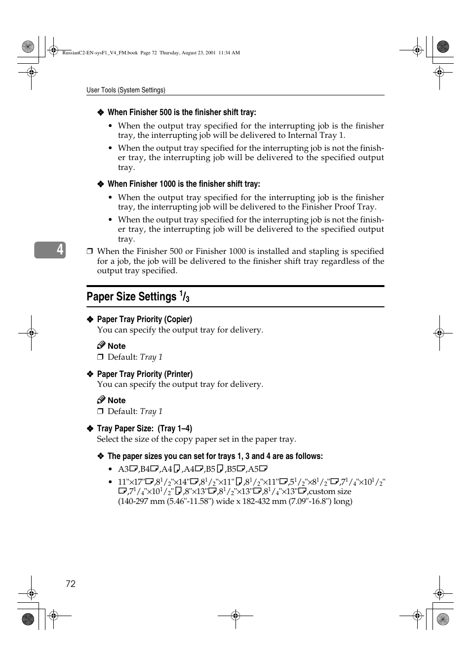 Paper size settings 1 /3, Paper size settings | Lanier 5622 AG User Manual | Page 85 / 118