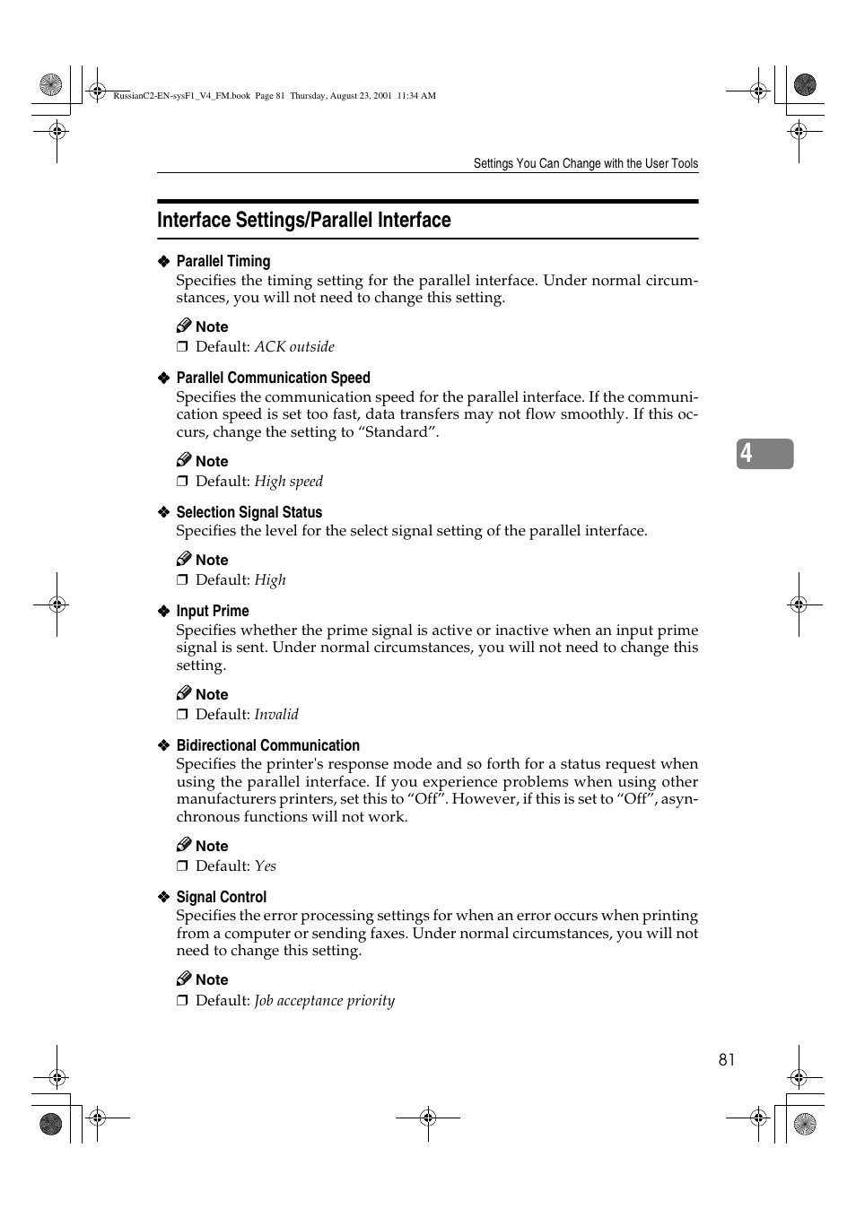 Interface settings/parallel interface | Lanier 5622 AG User Manual | Page 94 / 118