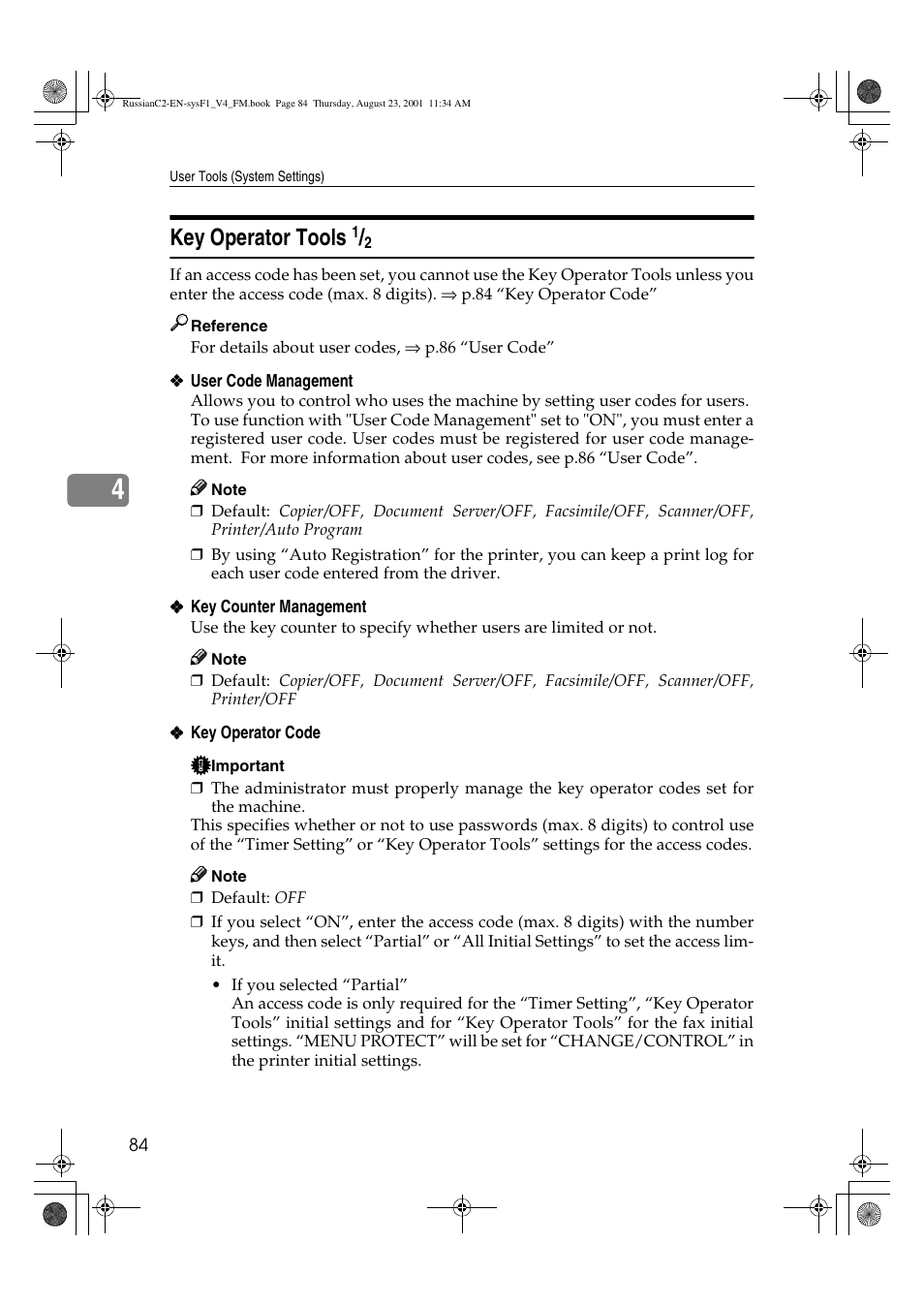 Key operator tools 1 /2, Key operator tools | Lanier 5622 AG User Manual | Page 97 / 118