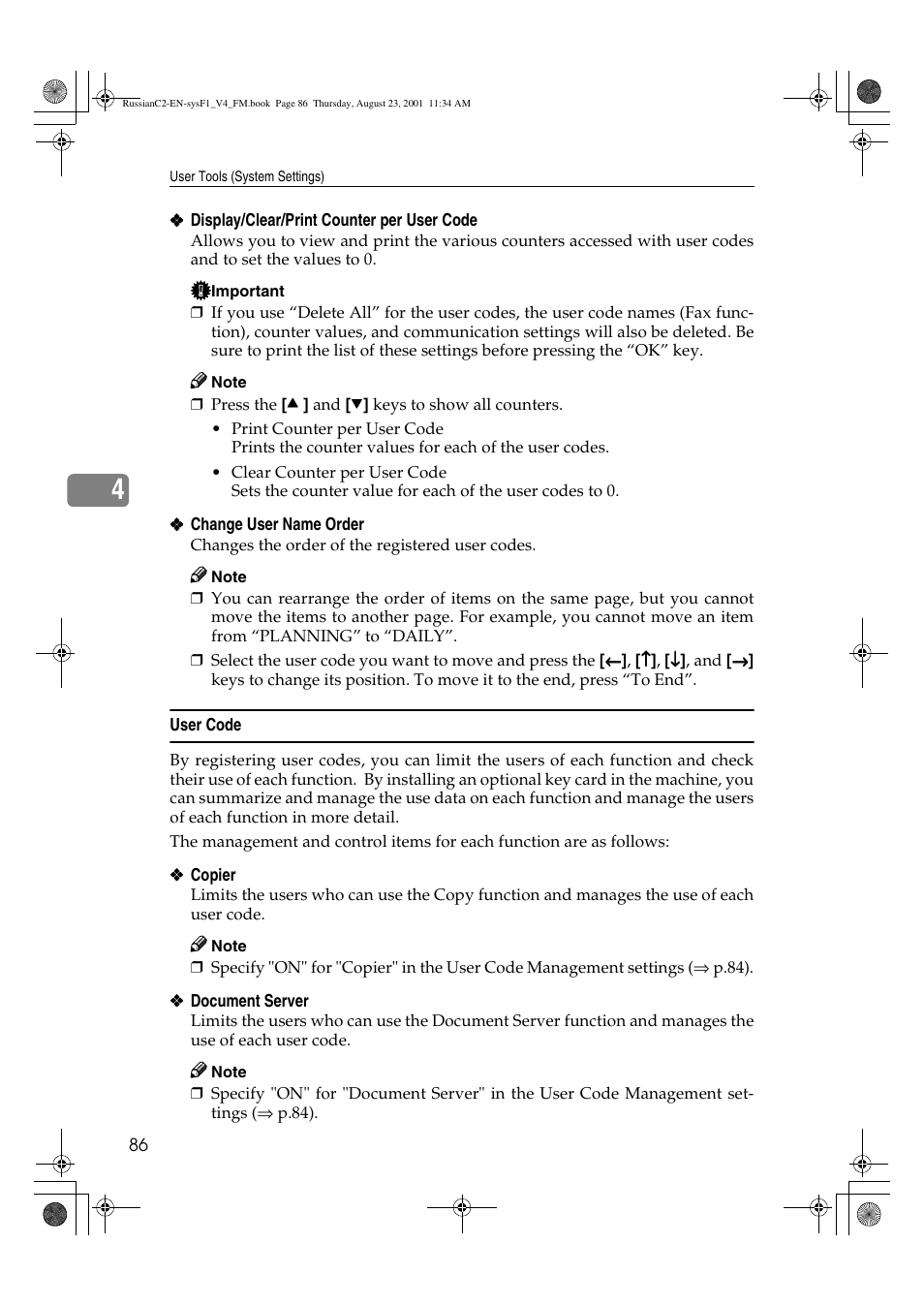 User code | Lanier 5622 AG User Manual | Page 99 / 118