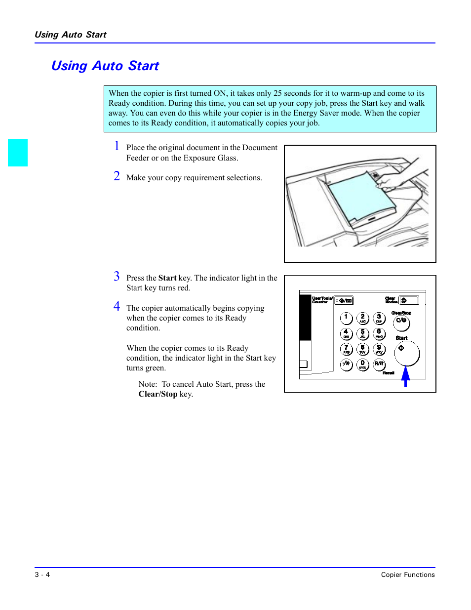 Using auto start, Using auto start -4, Using auto start 1 | Lanier 5518 User Manual | Page 26 / 97