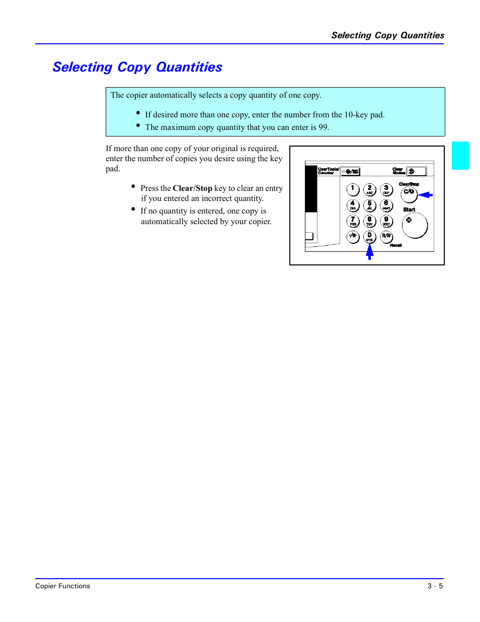 Selecting copy quantities, Selecting copy quantities -5 | Lanier 5518 User Manual | Page 27 / 97