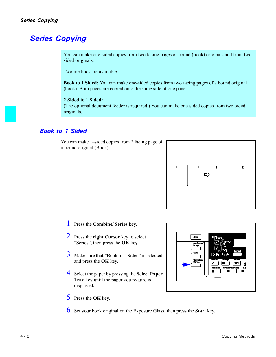 Series copying, Book to 1 sided, Series copying -6 | Book to 1 sided -6 | Lanier 5518 User Manual | Page 44 / 97