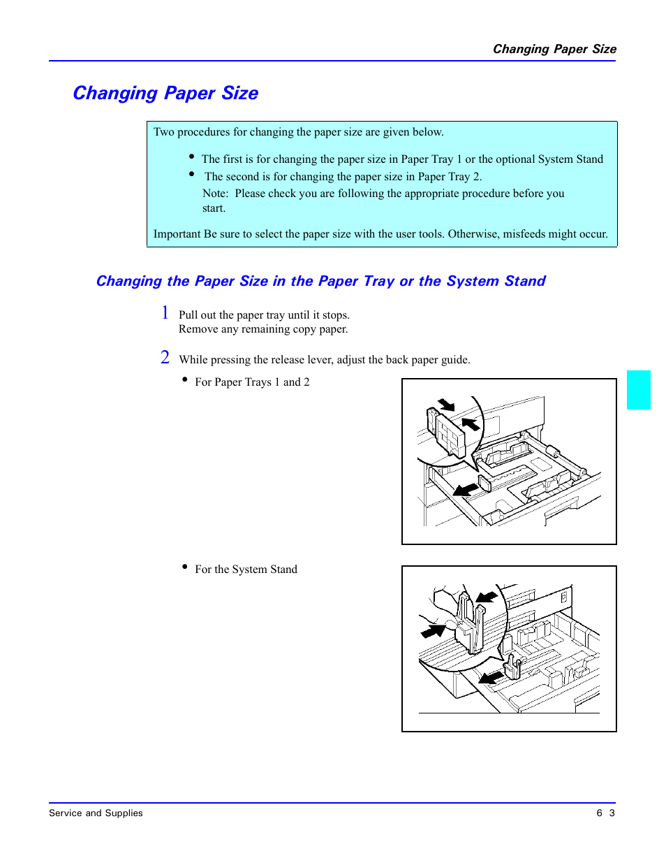 Changing paper size, Changing paper size -3 | Lanier 5518 User Manual | Page 61 / 97